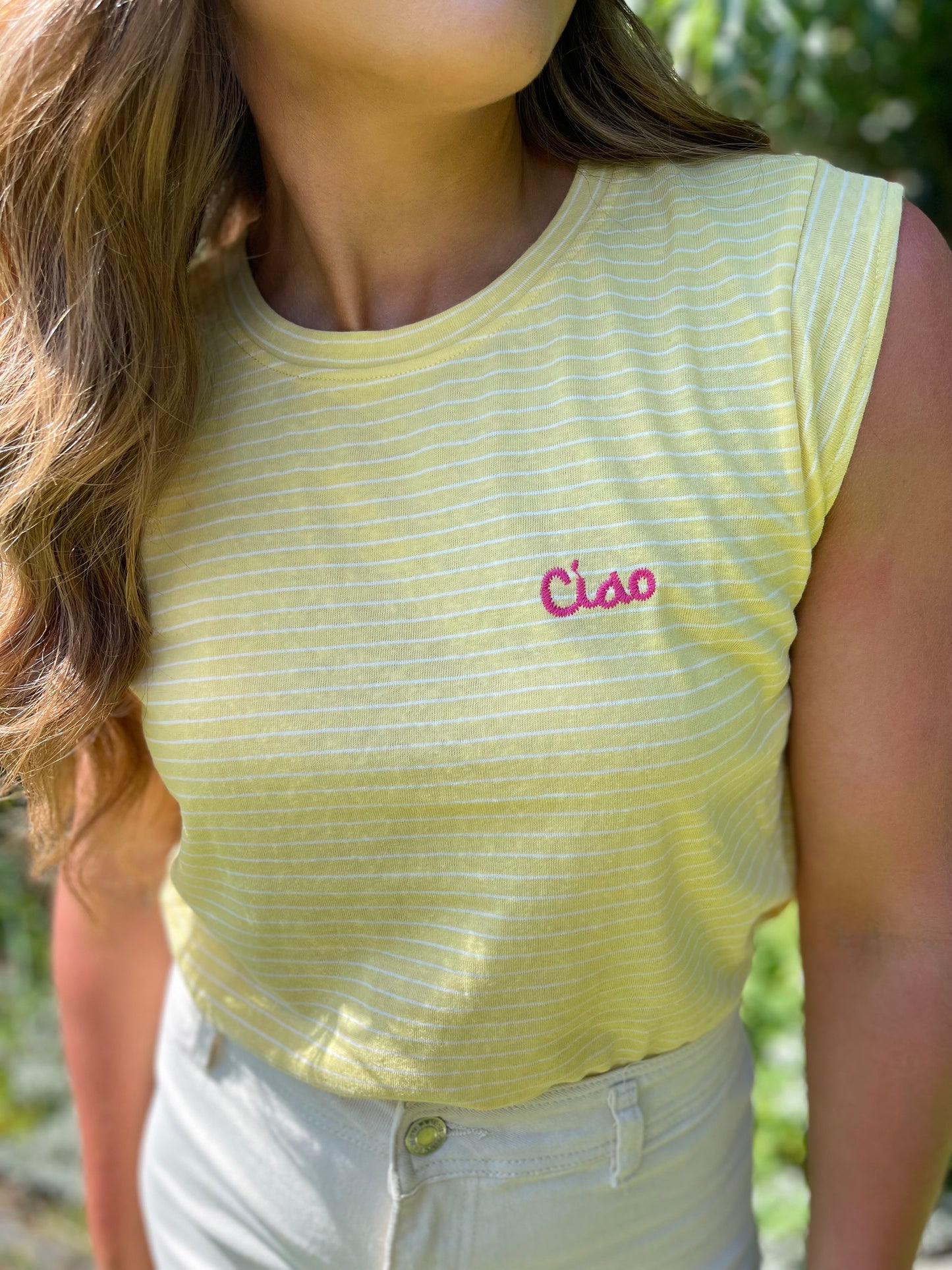 Ciao yellow striped tshirt