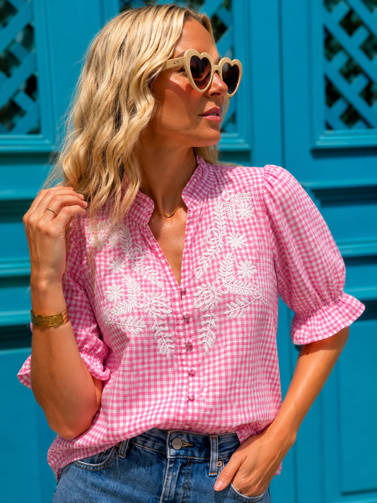 Emma pink gingham blouse