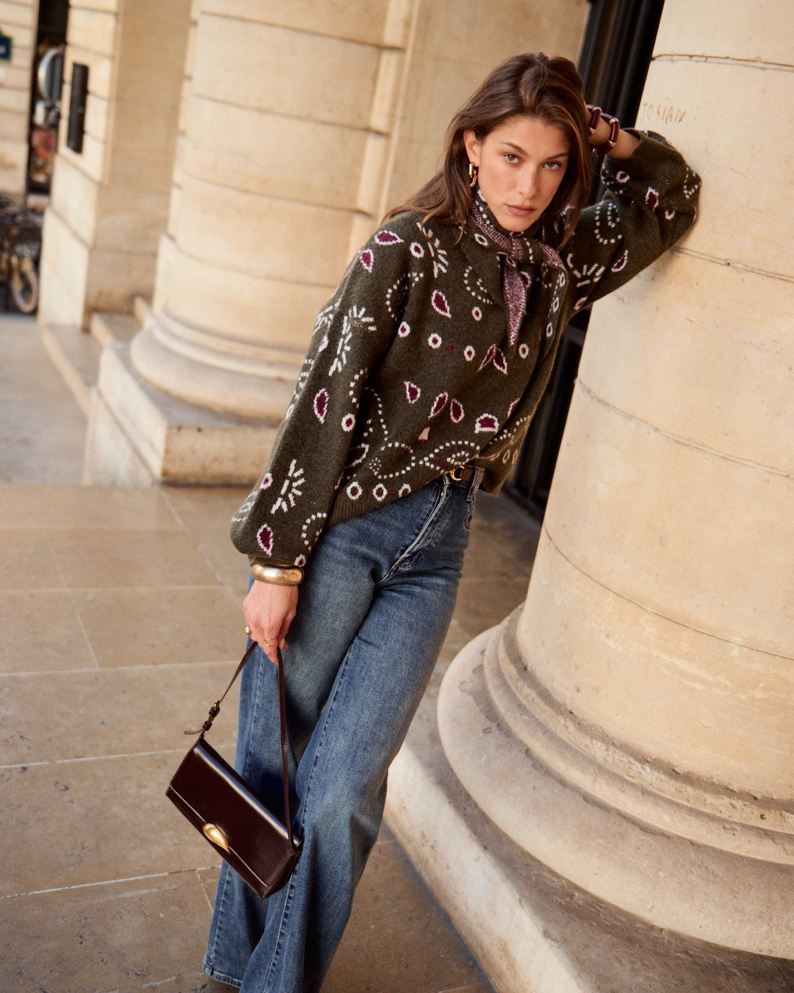 Gráinne khaki jumper with scarf