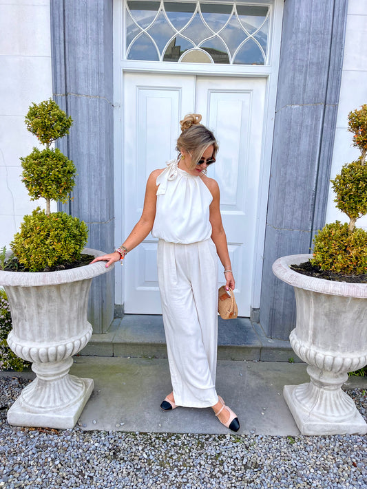 Marie flowy linen trousers with elastic waistband