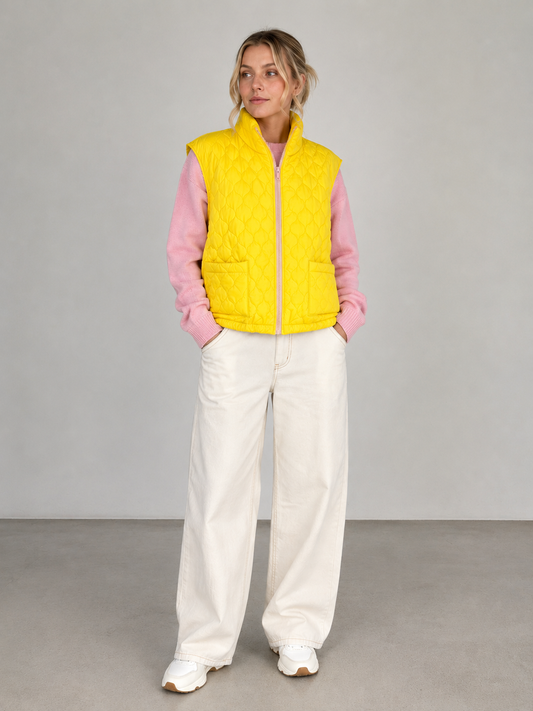 Penny neon yellow pink zip gilet
