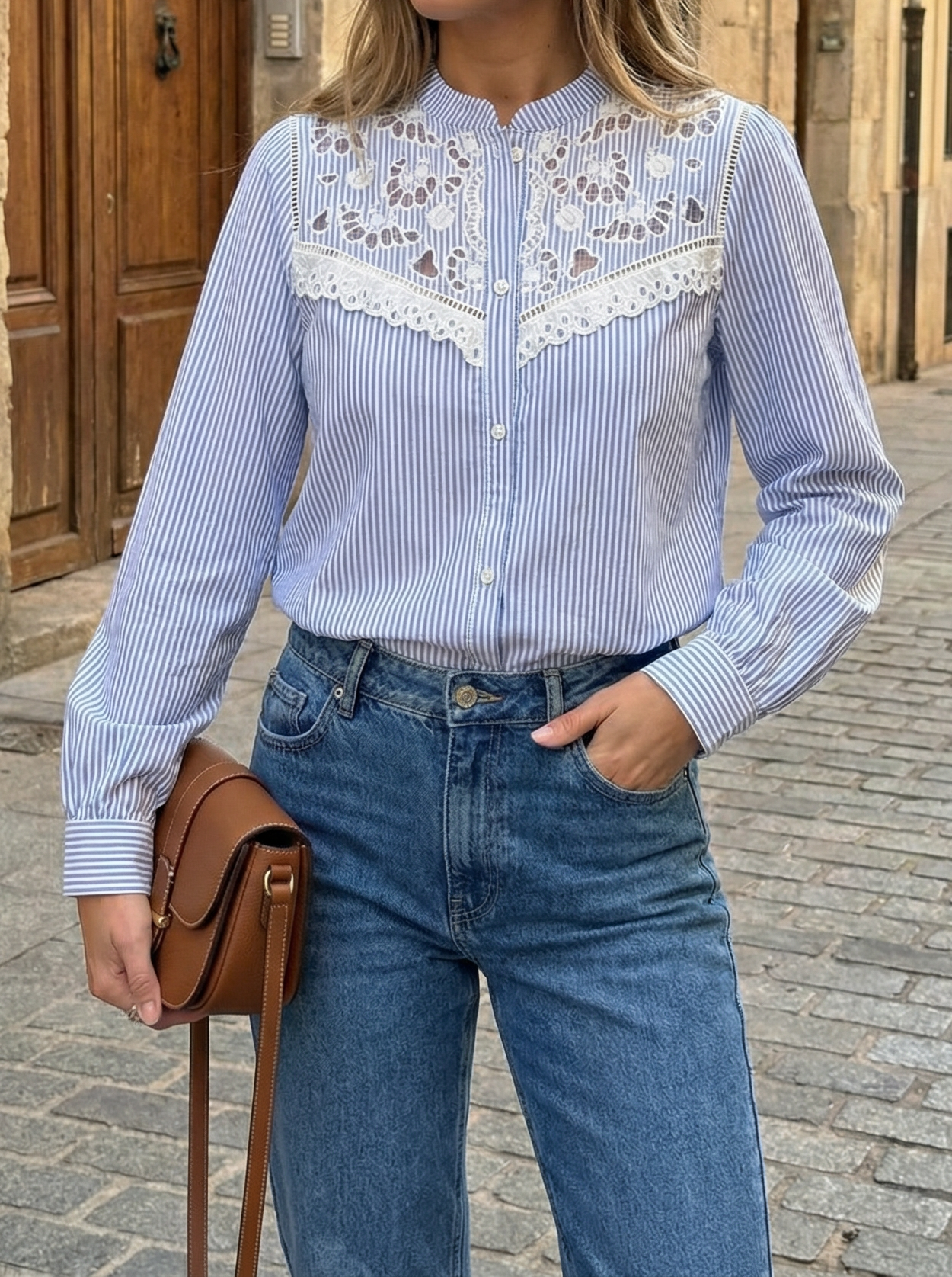 Christine blue stripe blouse