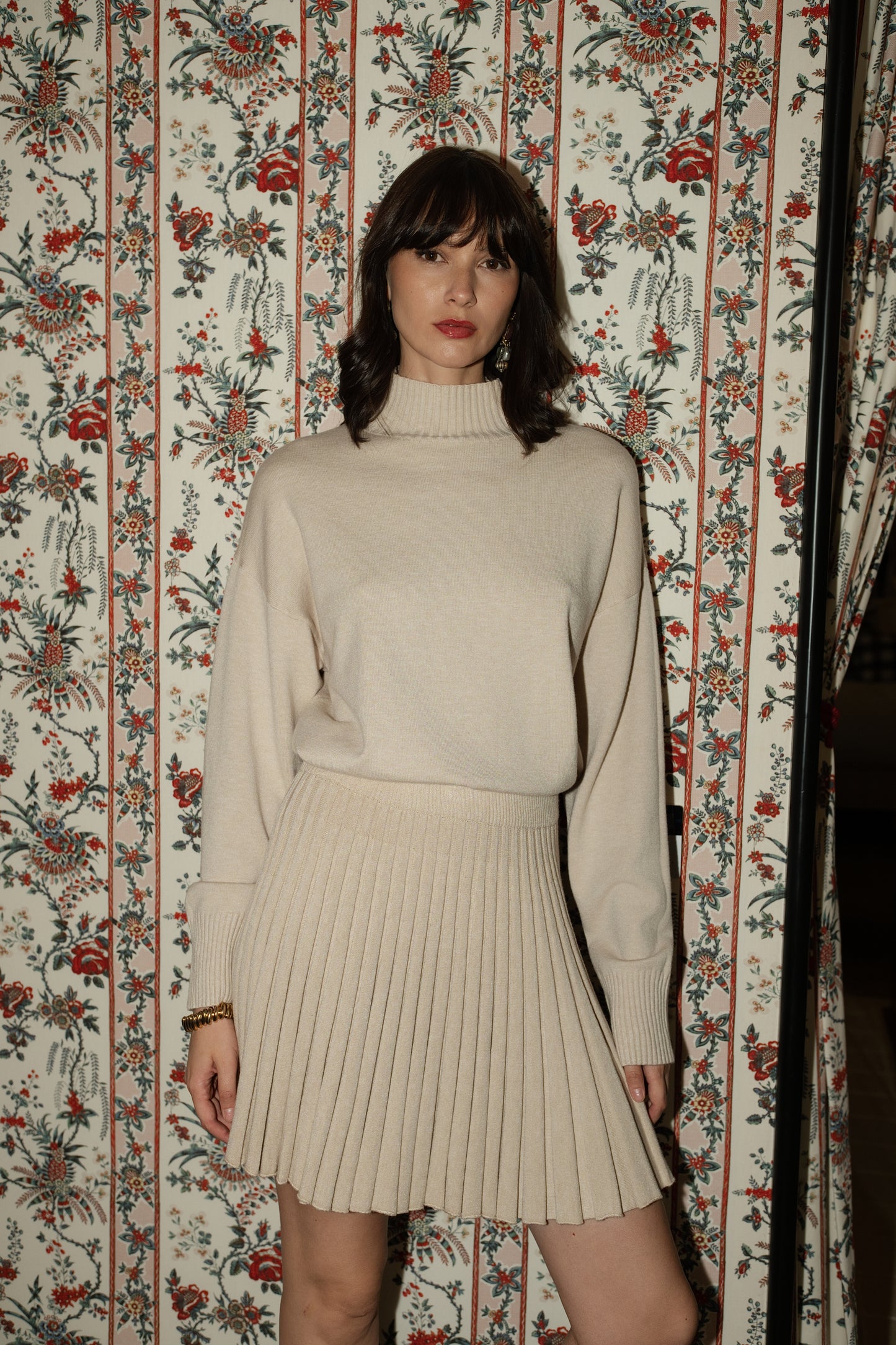 Isabelle beige polo neck jumper