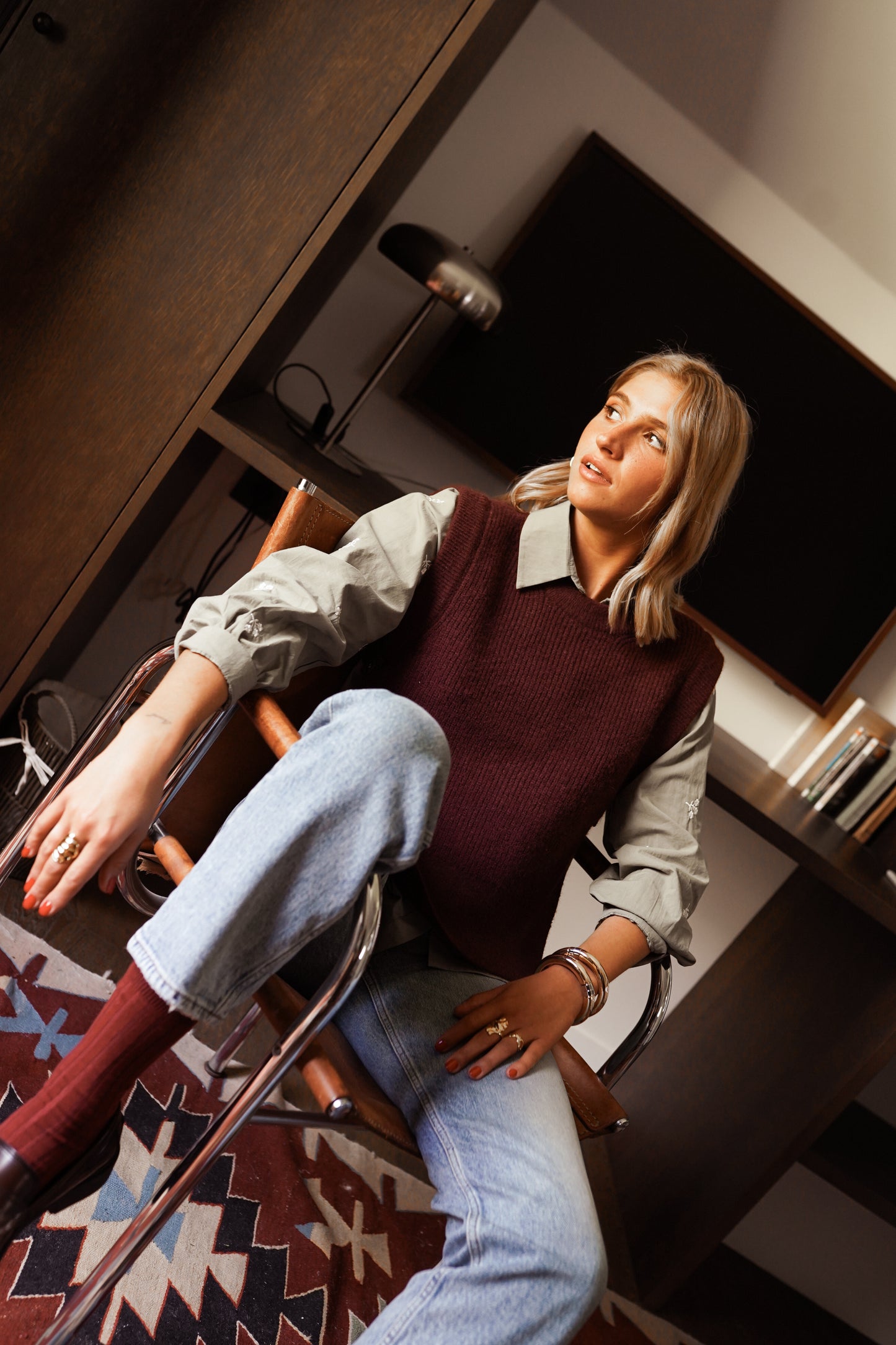 Naomi burgundy knit sleeveless gilet