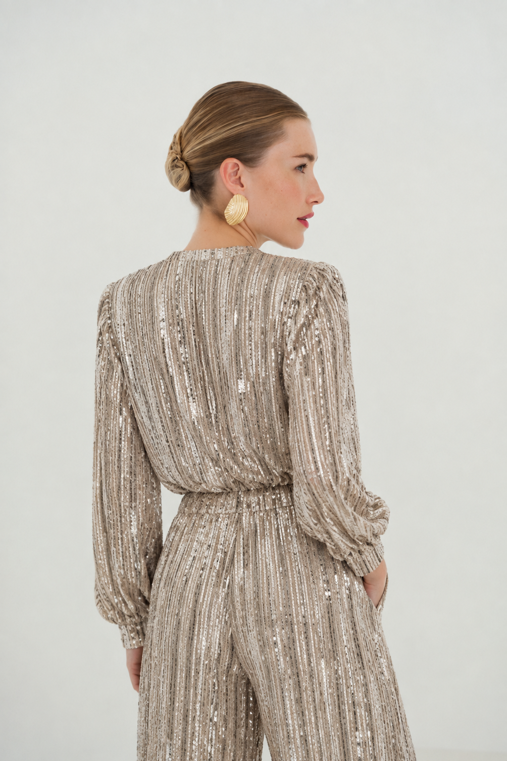 Esme beige sequin jumpsuit