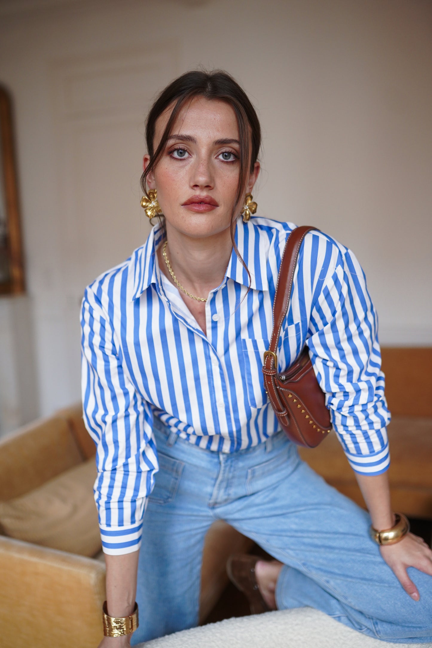 Mila blue striped cotton shirt