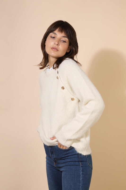 Sophia jumper with lace collar and buttons