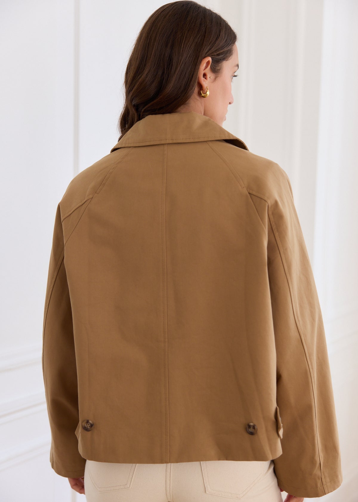 Harper camel floral lined trench jacket