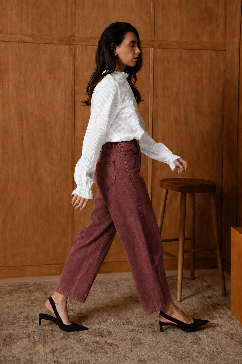 Odette burgundy barrel Jeans