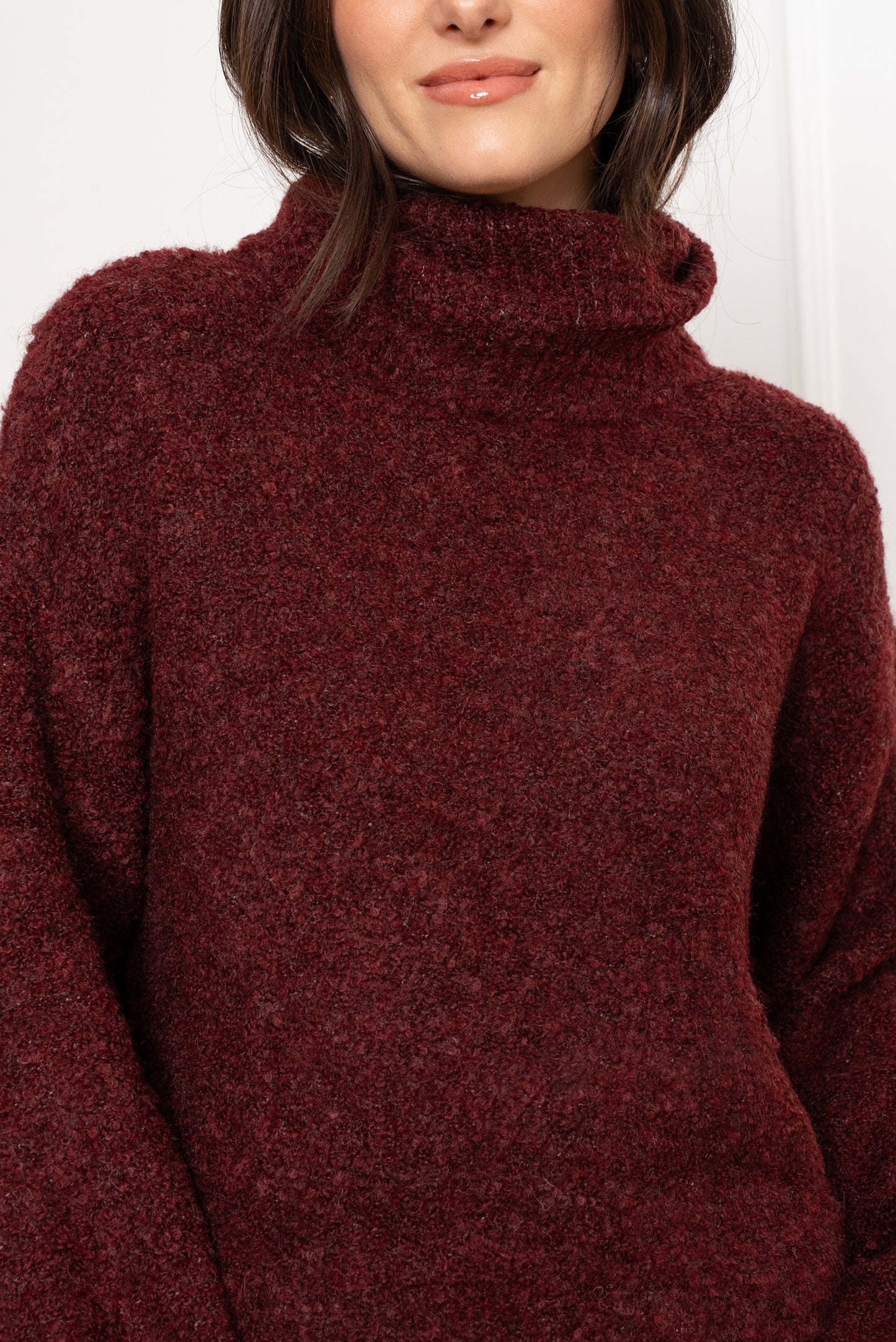 Edith Burgundy polo fluffy jumper