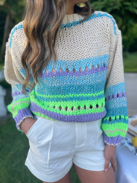 Maddie neon mint and taupe jumper