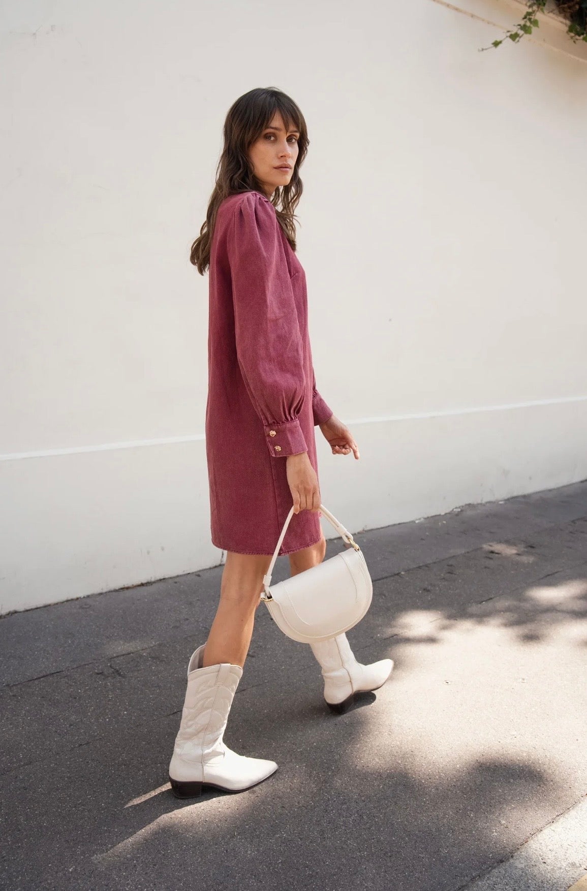 Celestine burgundy denim dress