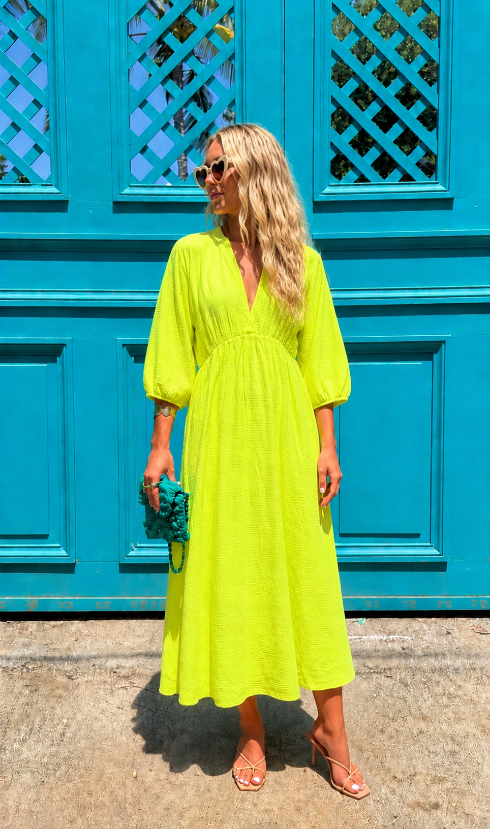 Jude neon yellow cheesecloth dress