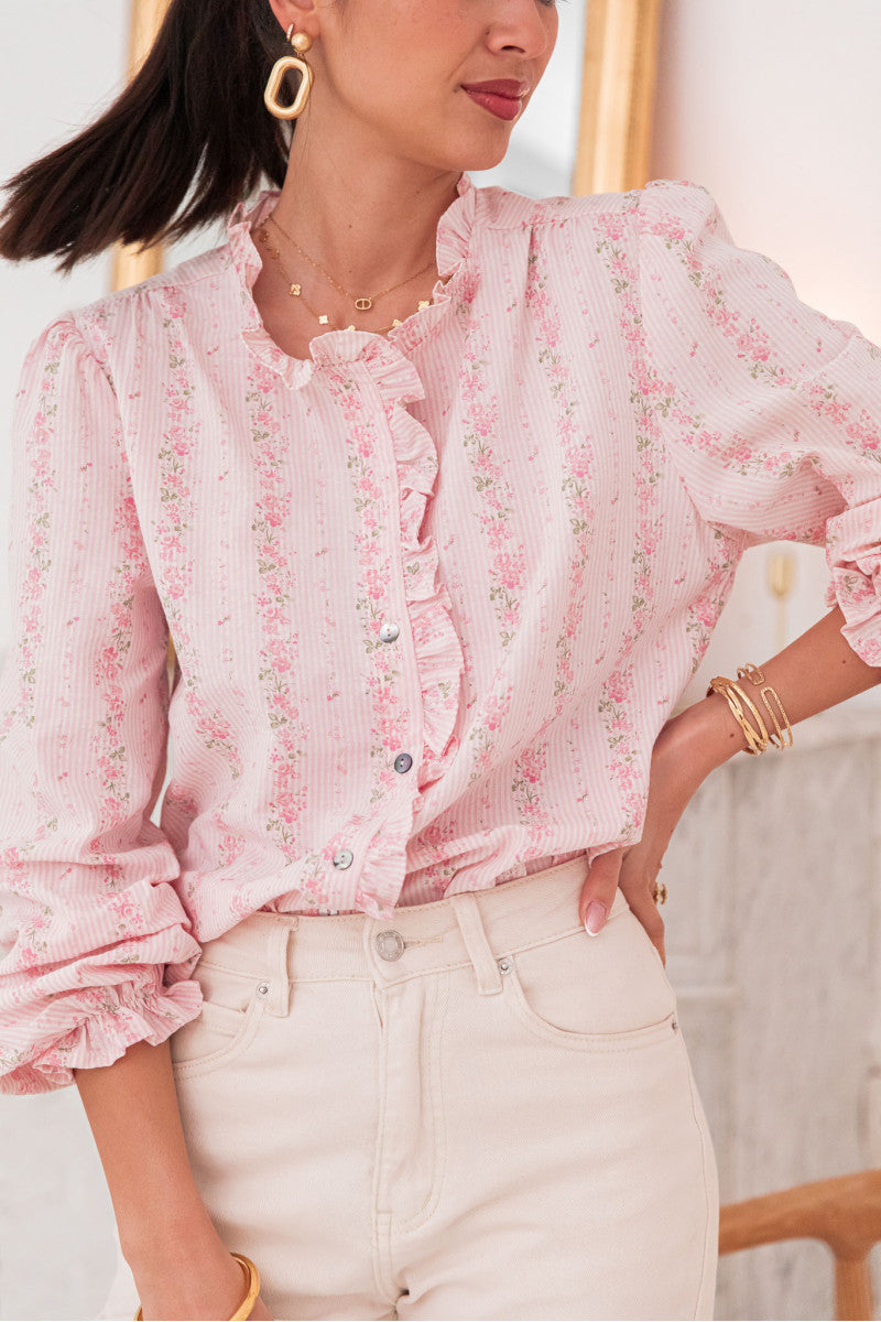 Lara pink floral blouse