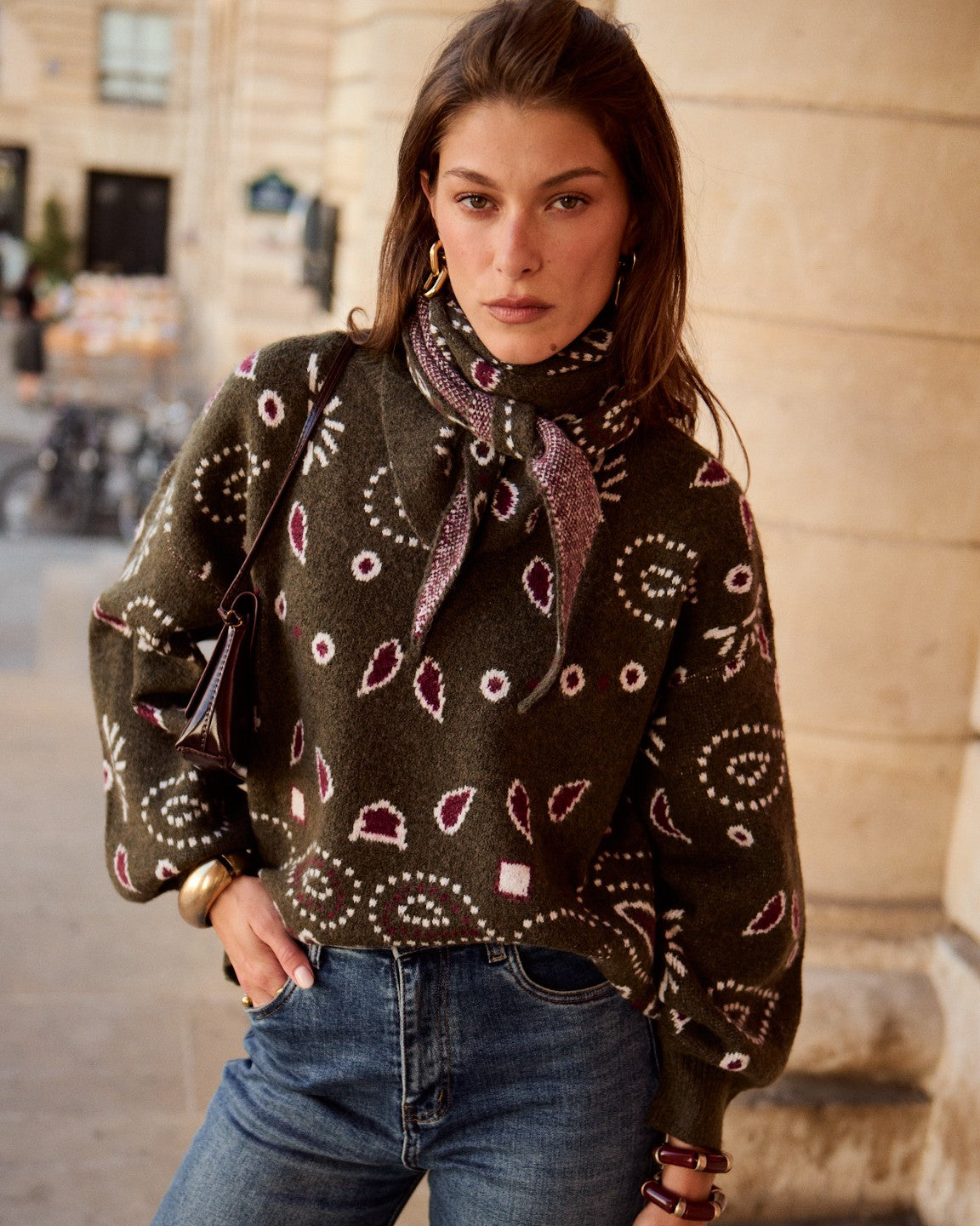 Gráinne khaki jumper with scarf
