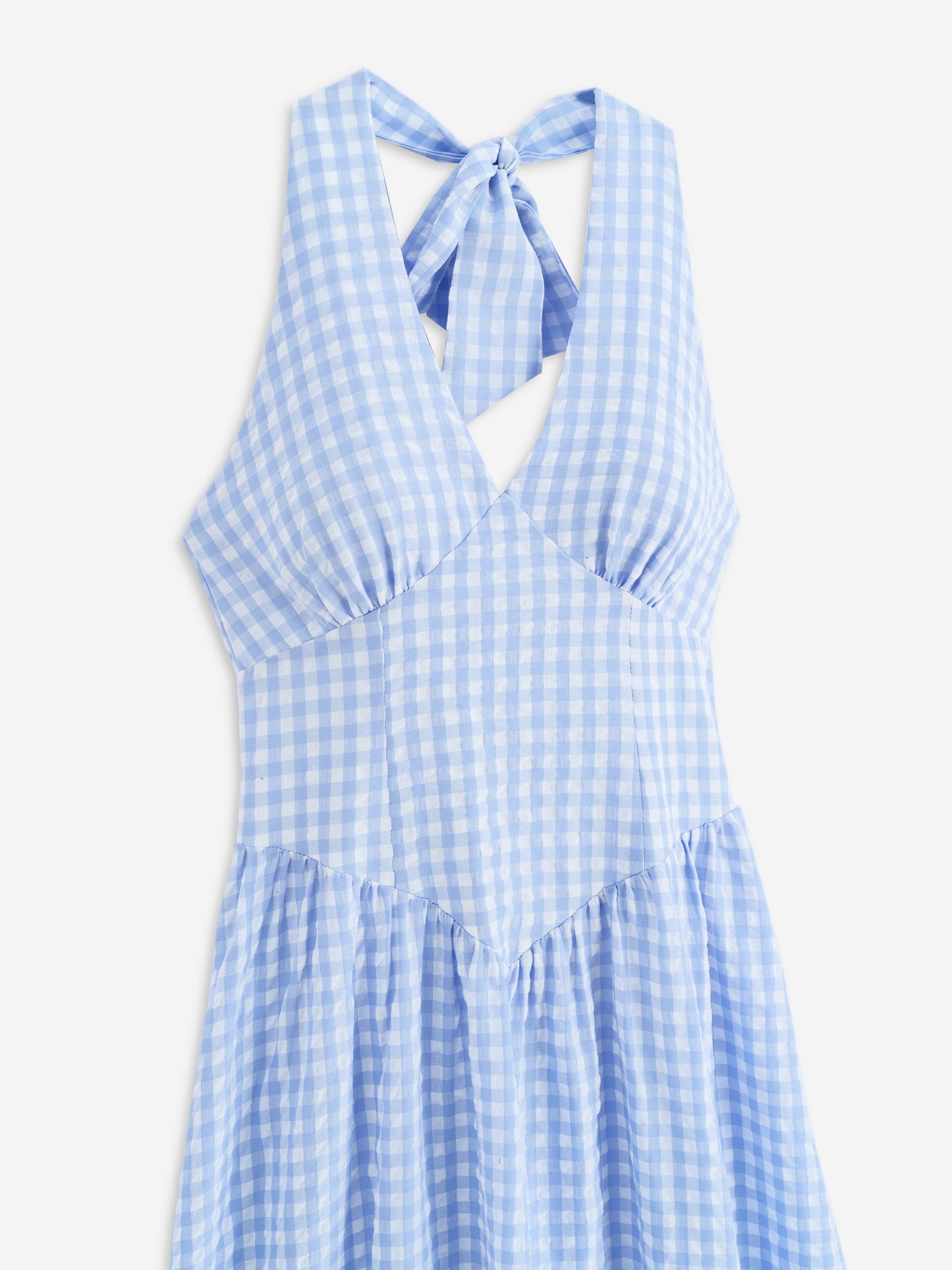 Lila gingham halter neck midi dress