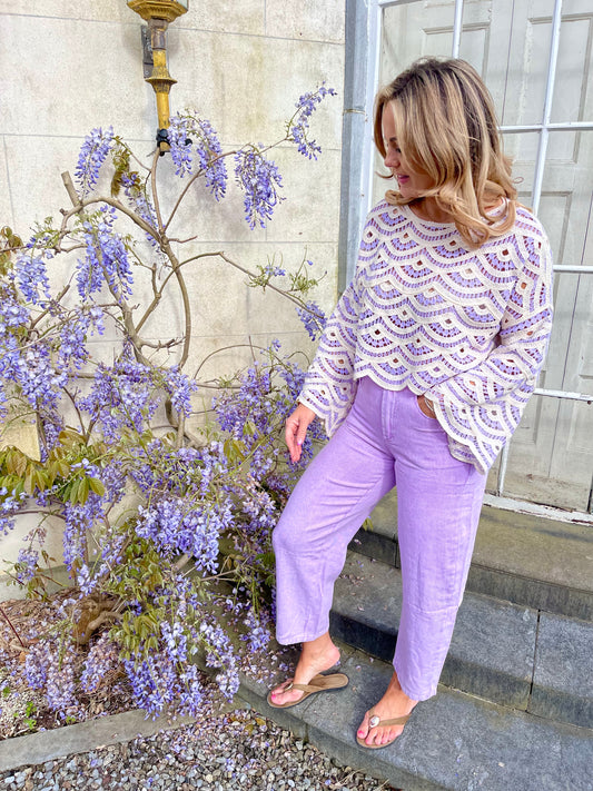 Sam lilac crochet crop jumper