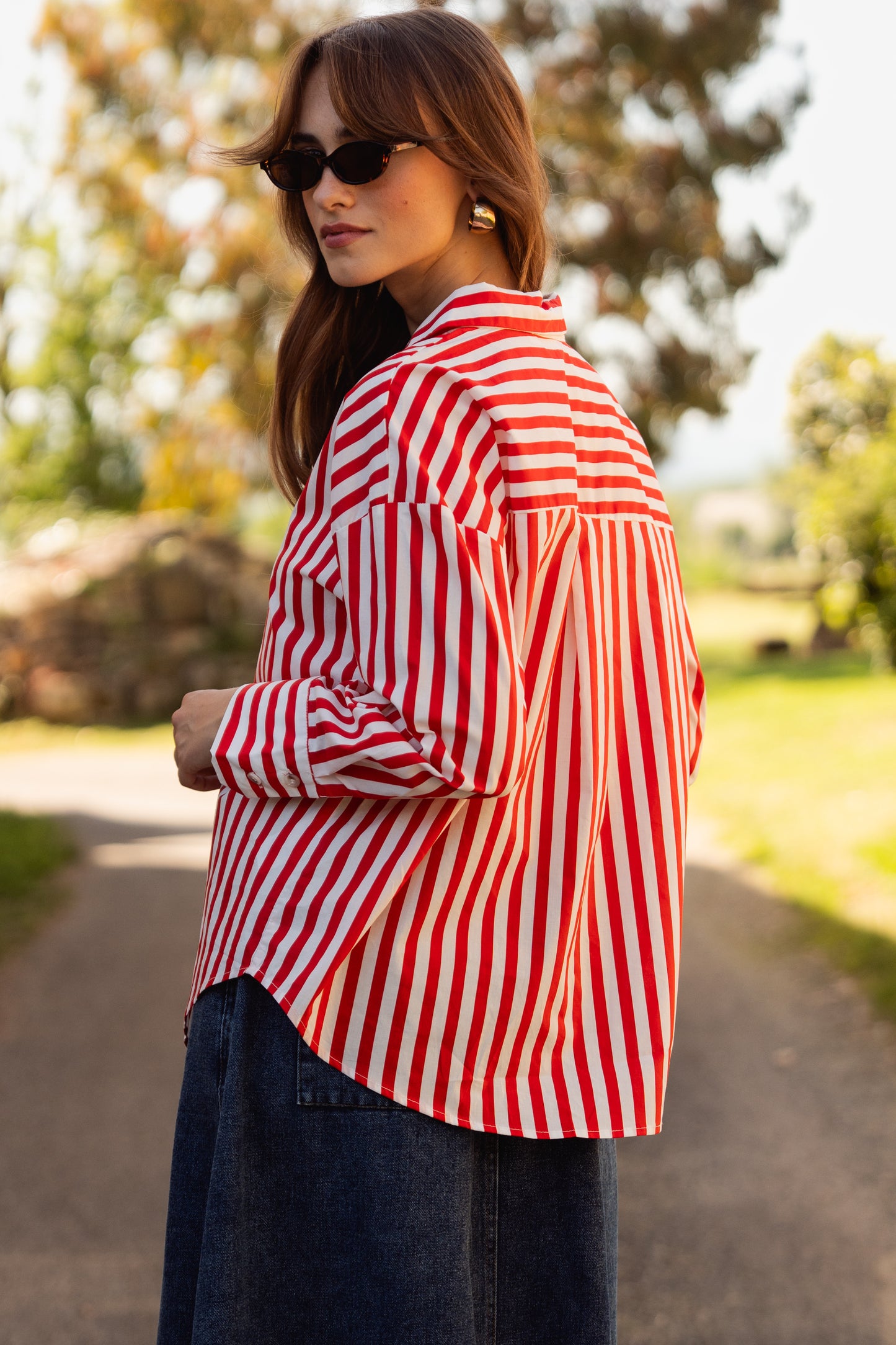 Lucy red striped cotton shirt