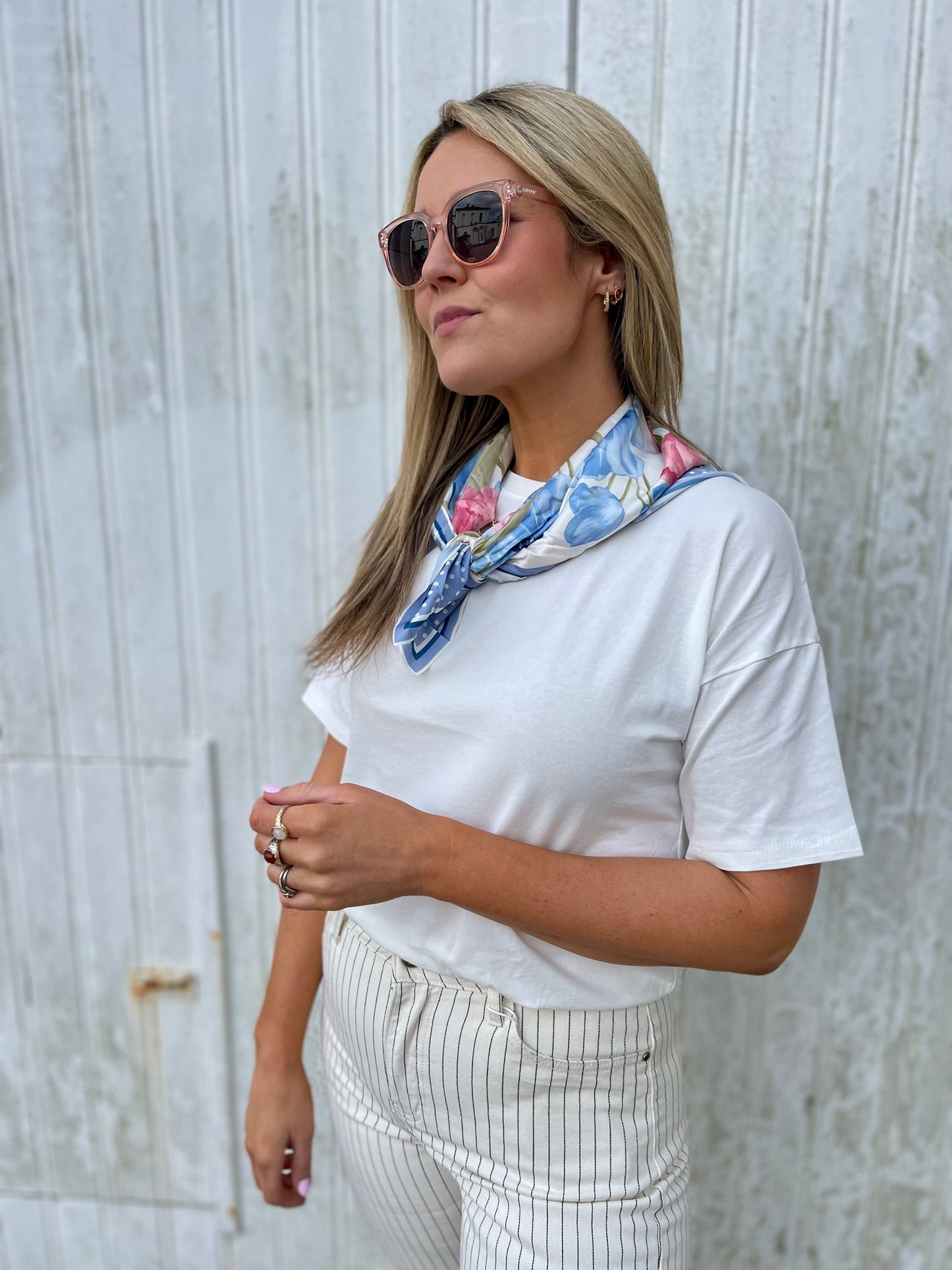 Stripe wide leg jeans