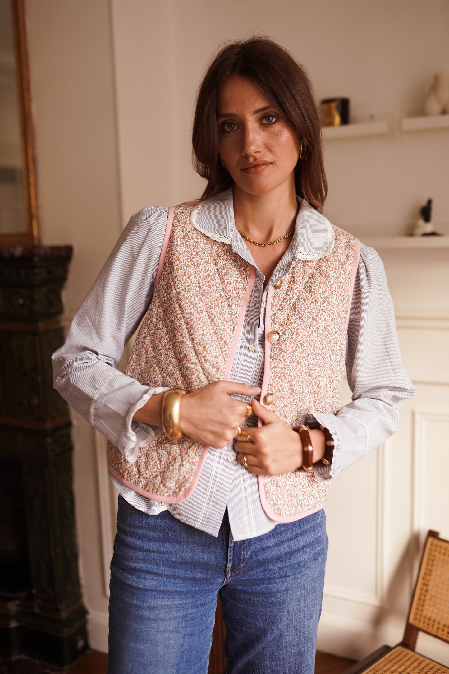 Tara floral quilted gilet