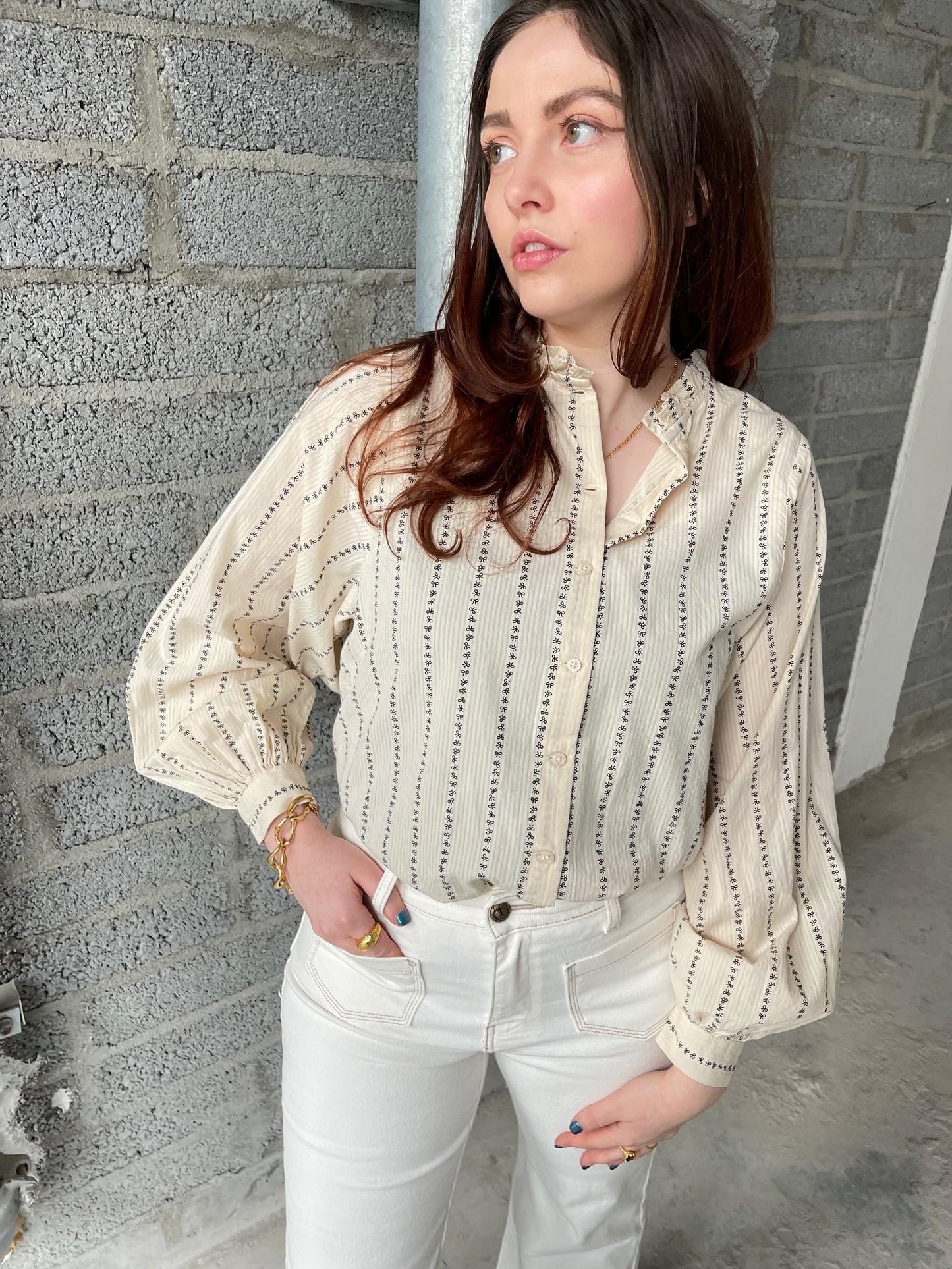 Ichi Long sleeved Bow Stripe shirt