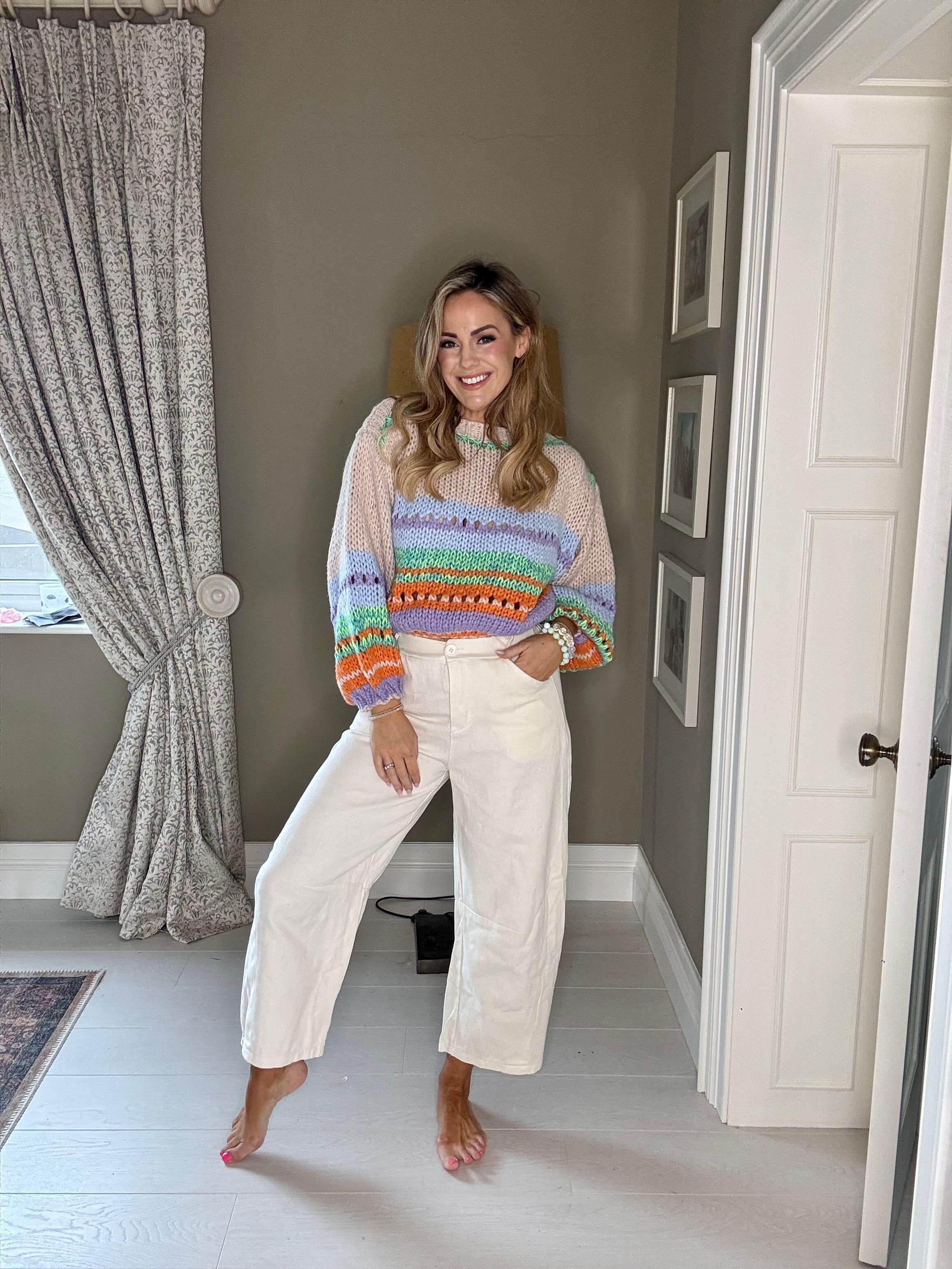 Maddie neon green and taupe jumper – Adara