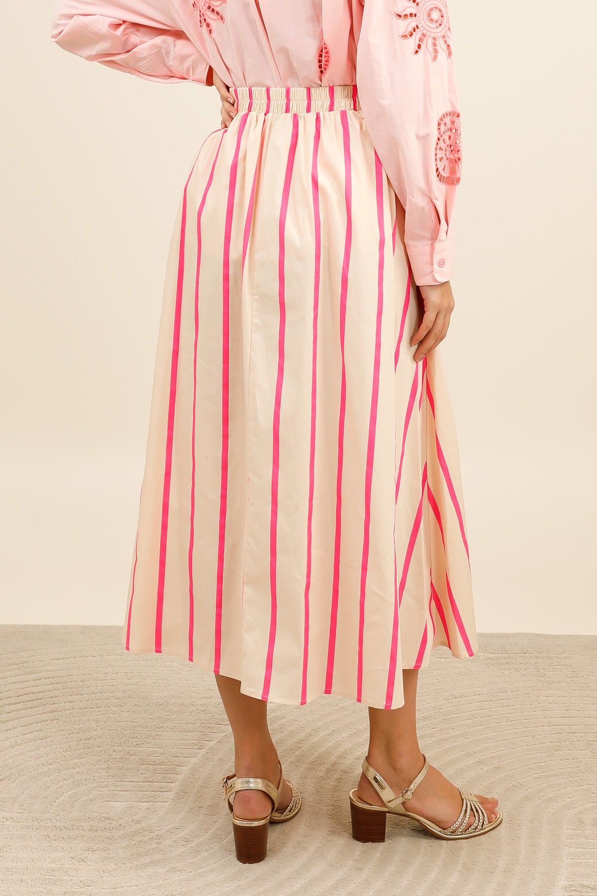 Imelda pink stripe full skirt
