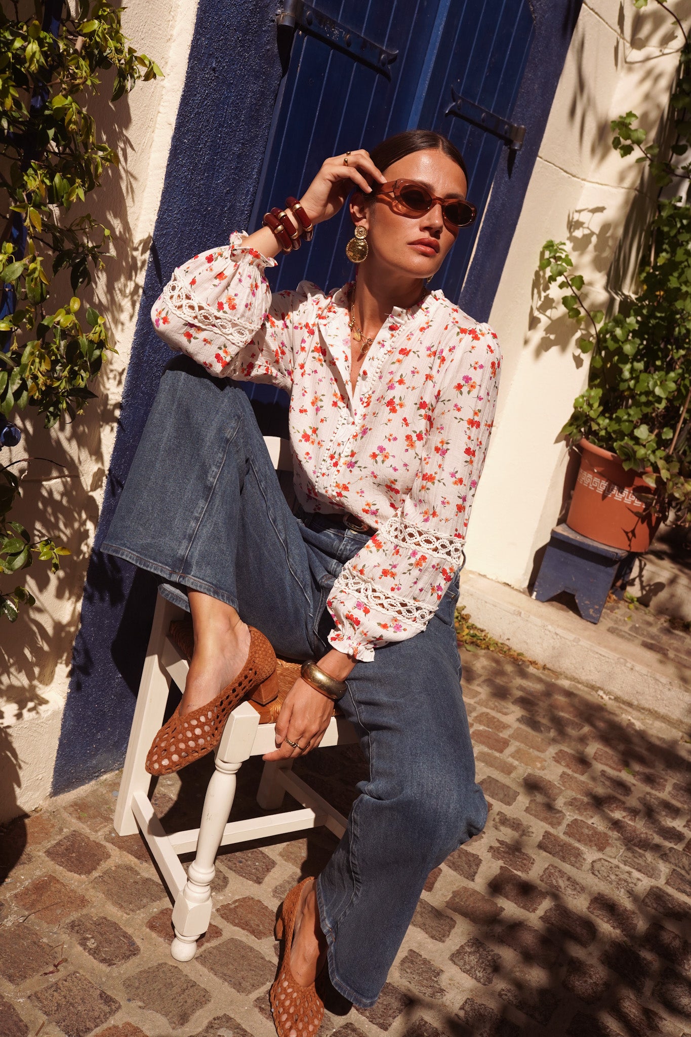 Ines floral boho blouse