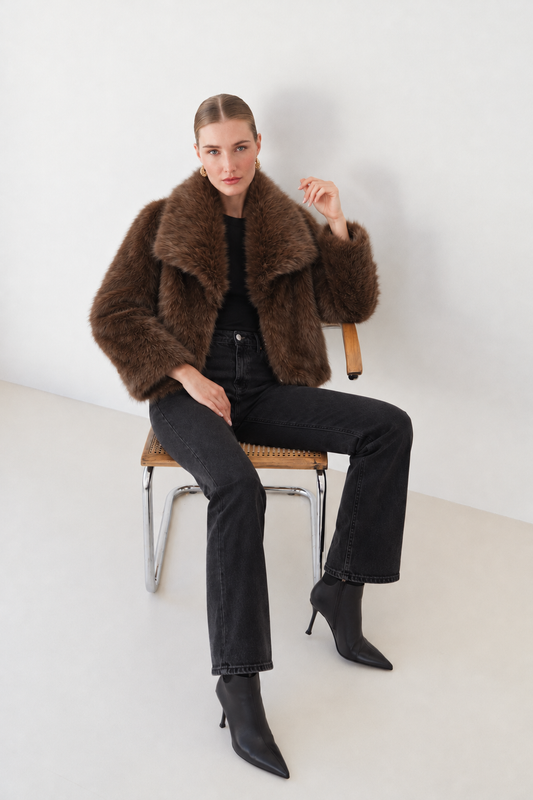 Grace brown fur shawl jacket