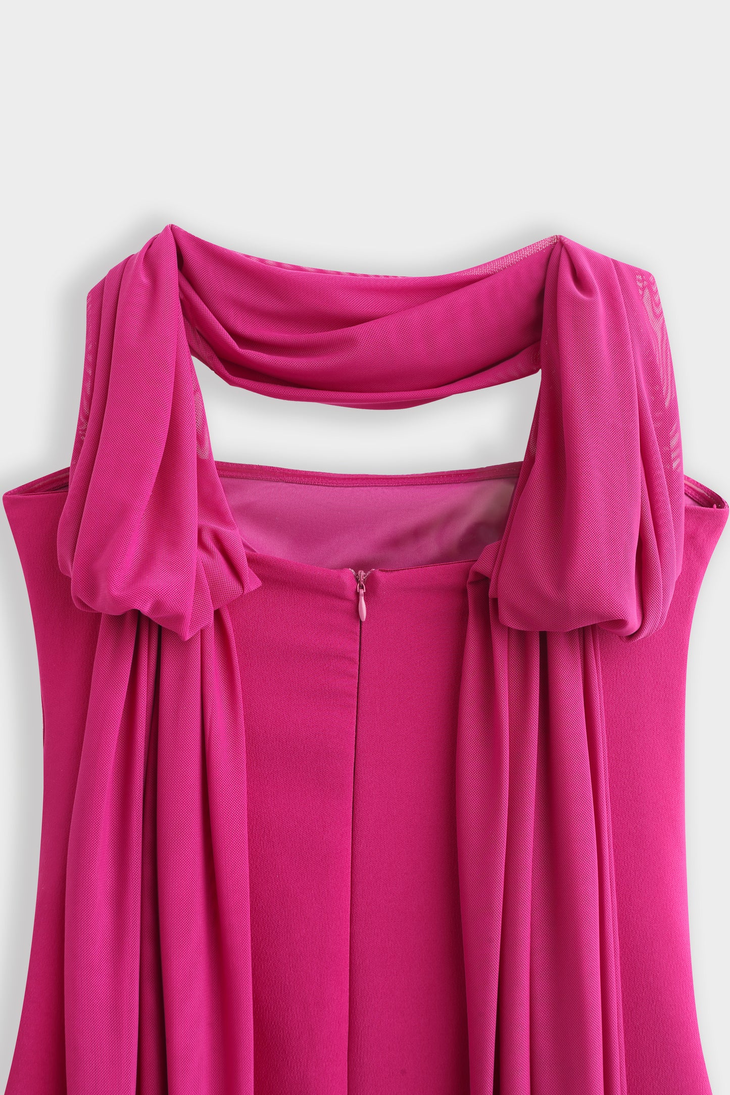Elodie magenta neck scarf pleated dress