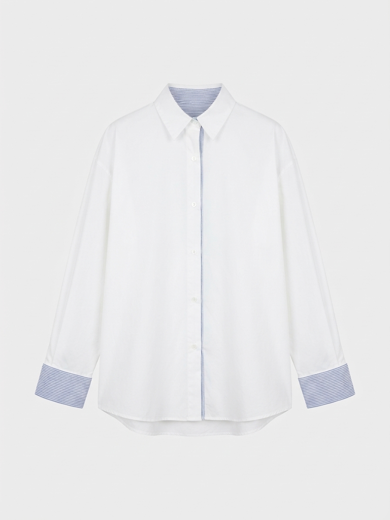 Niamh white shirt with stripe cuffs