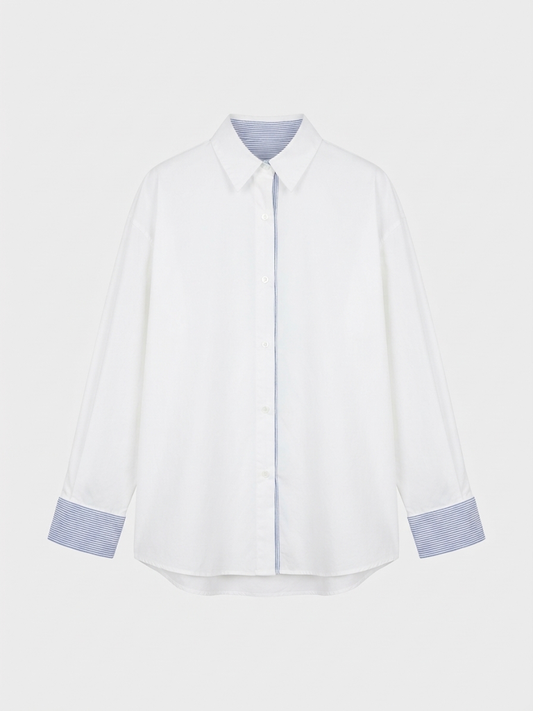 Niamh white shirt with stripe cuffs