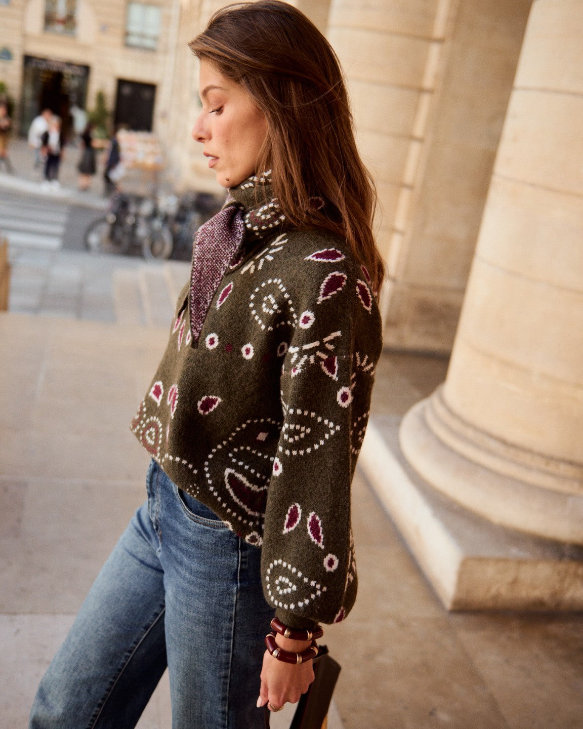 Gráinne khaki jumper with scarf