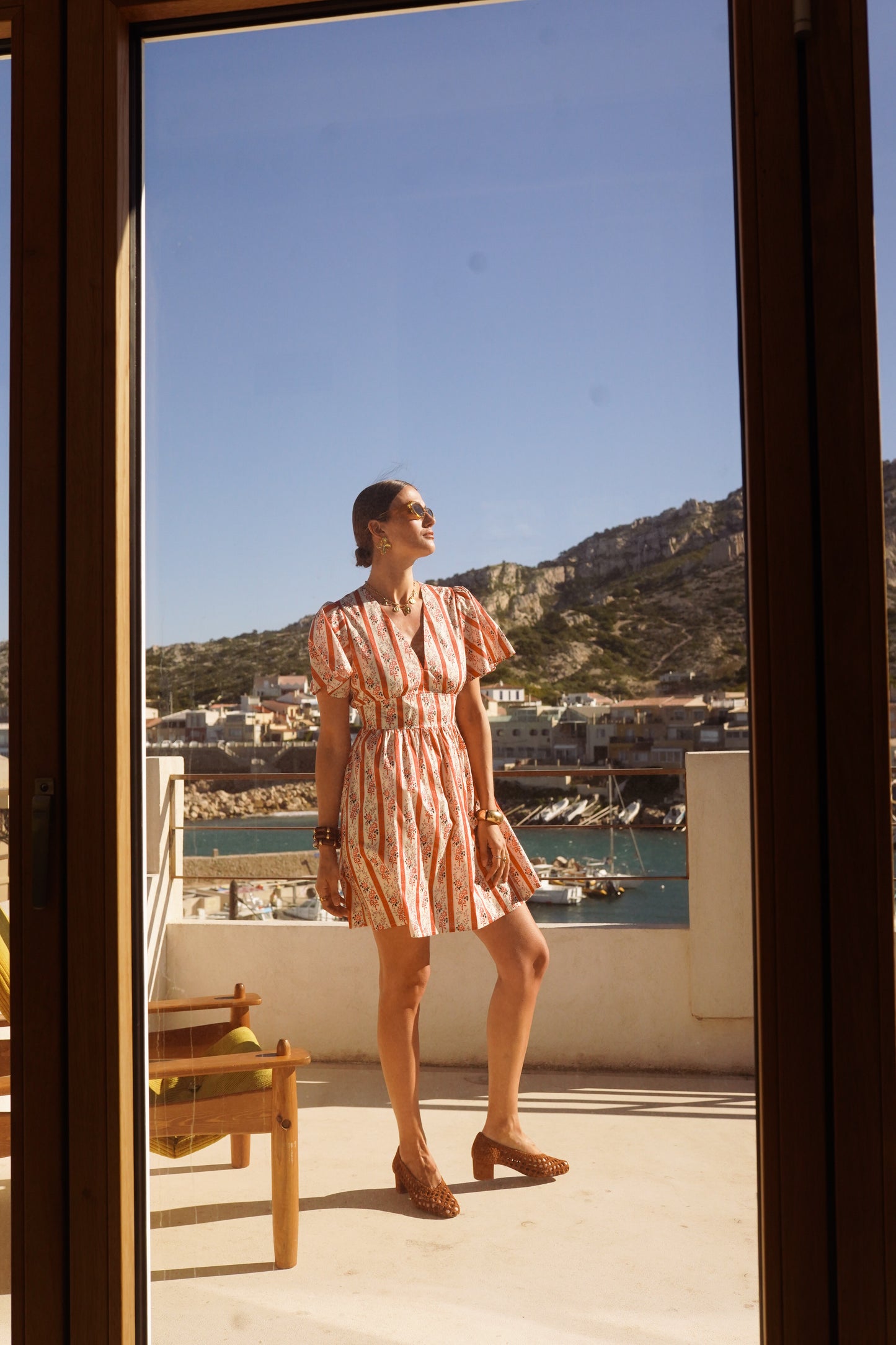 Billie red stripe floral short dress