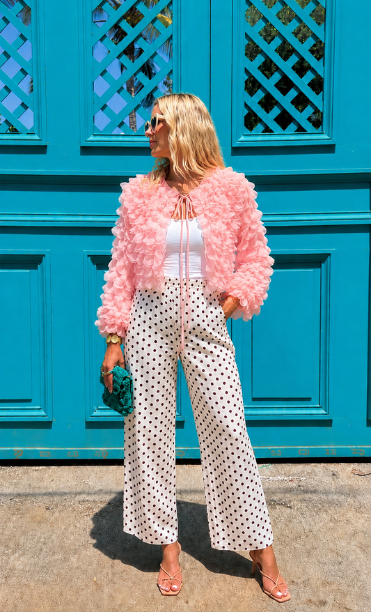 Kim pink ruffle floral bolero jacket