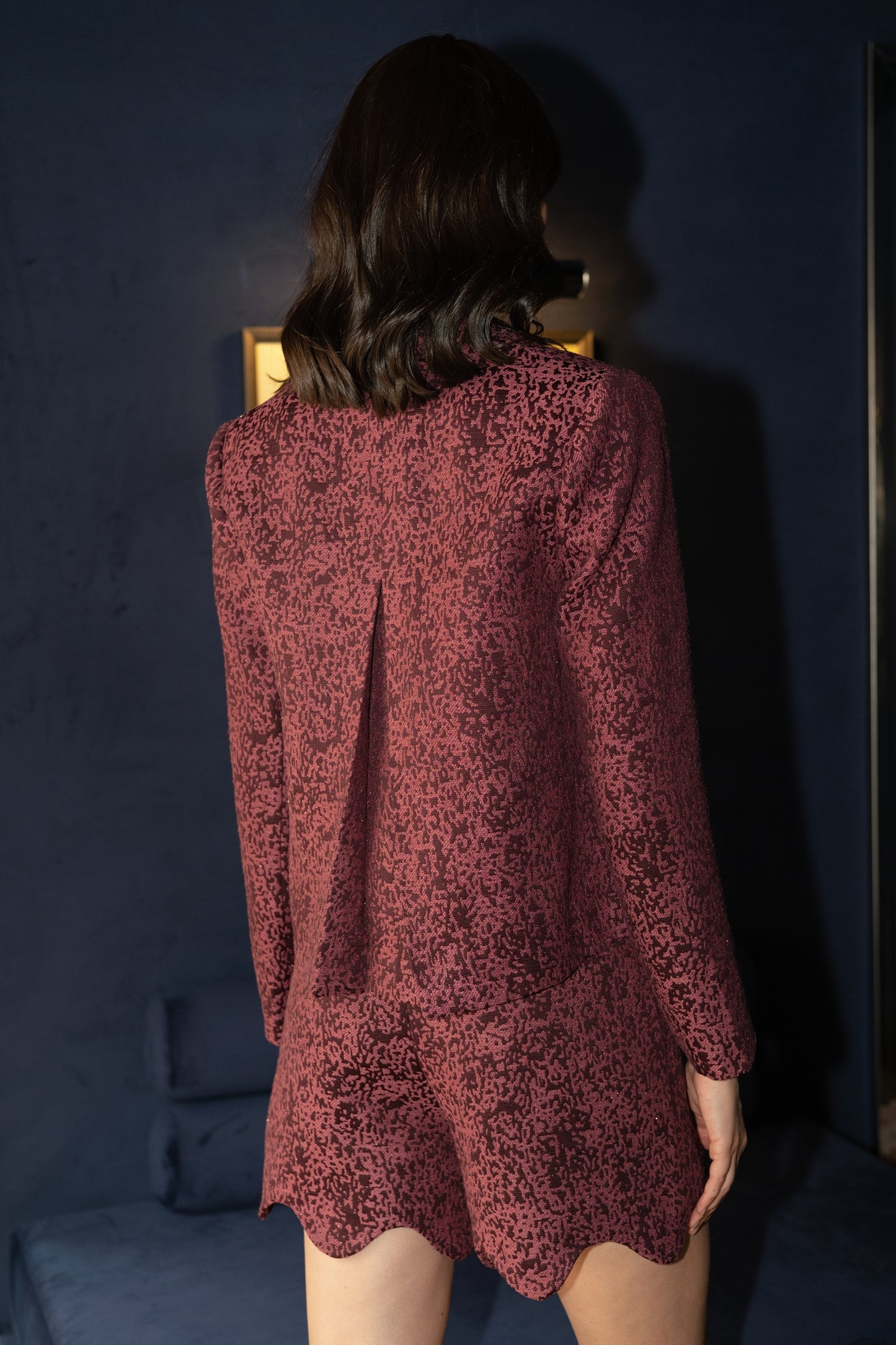 Luna burgundy short blazer