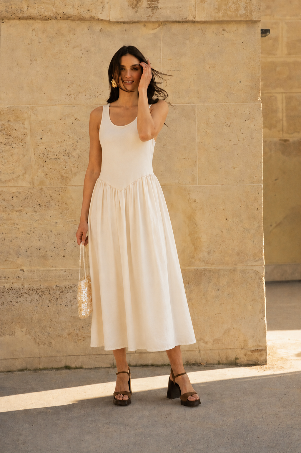 Penny ivory peplum cotton dress