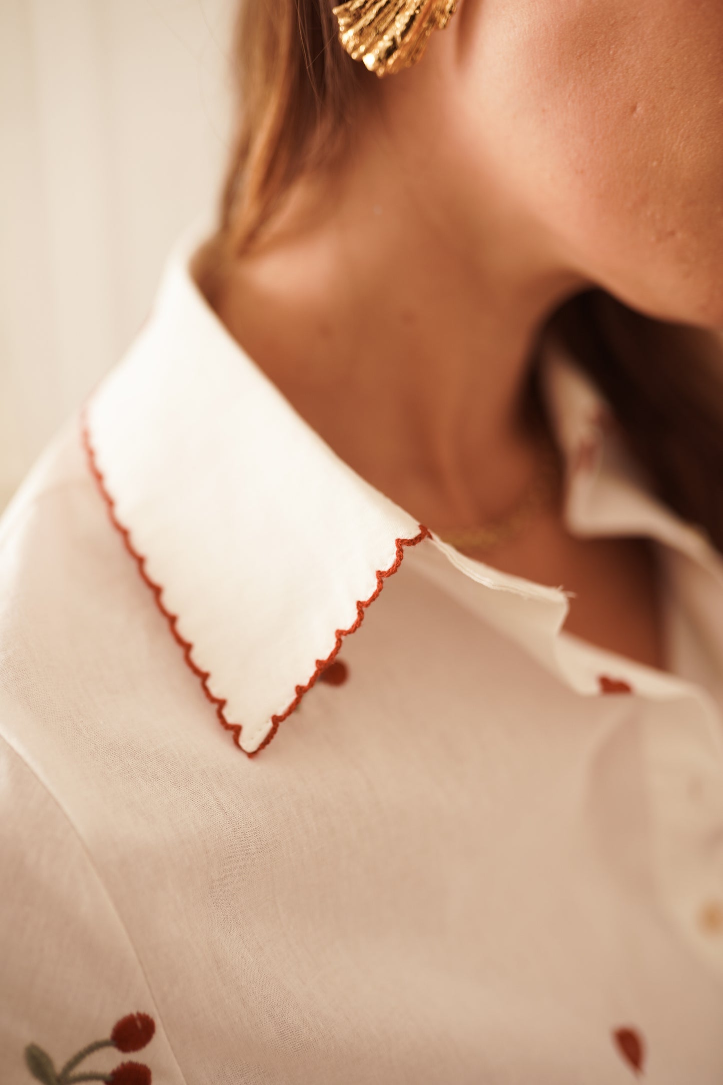 Piper Cherry and hear print white shirt