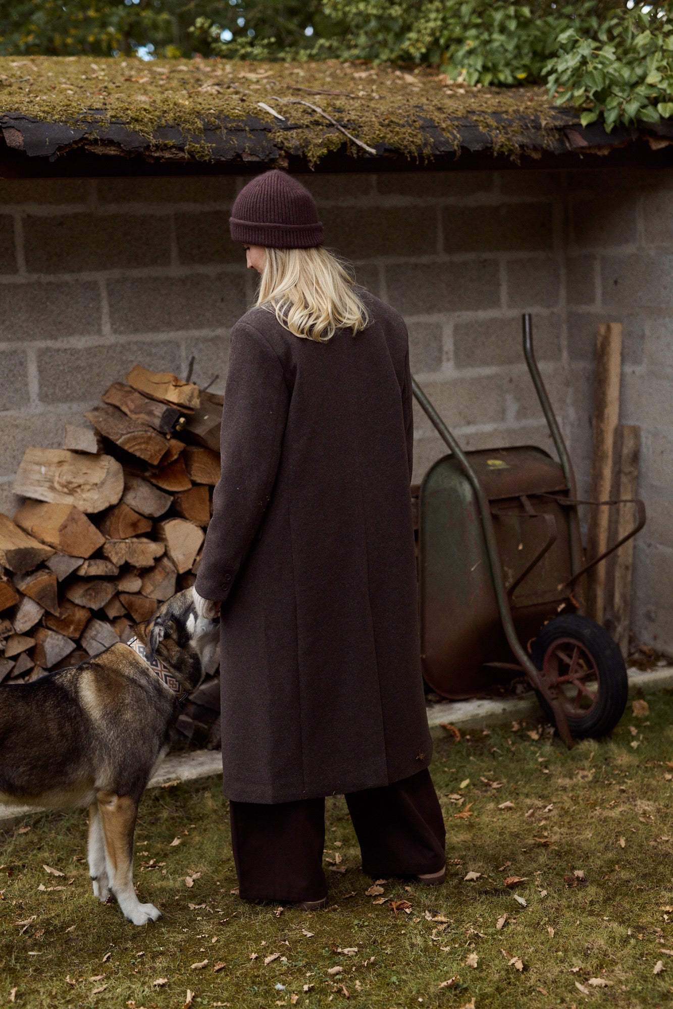Heather brown wool long coat