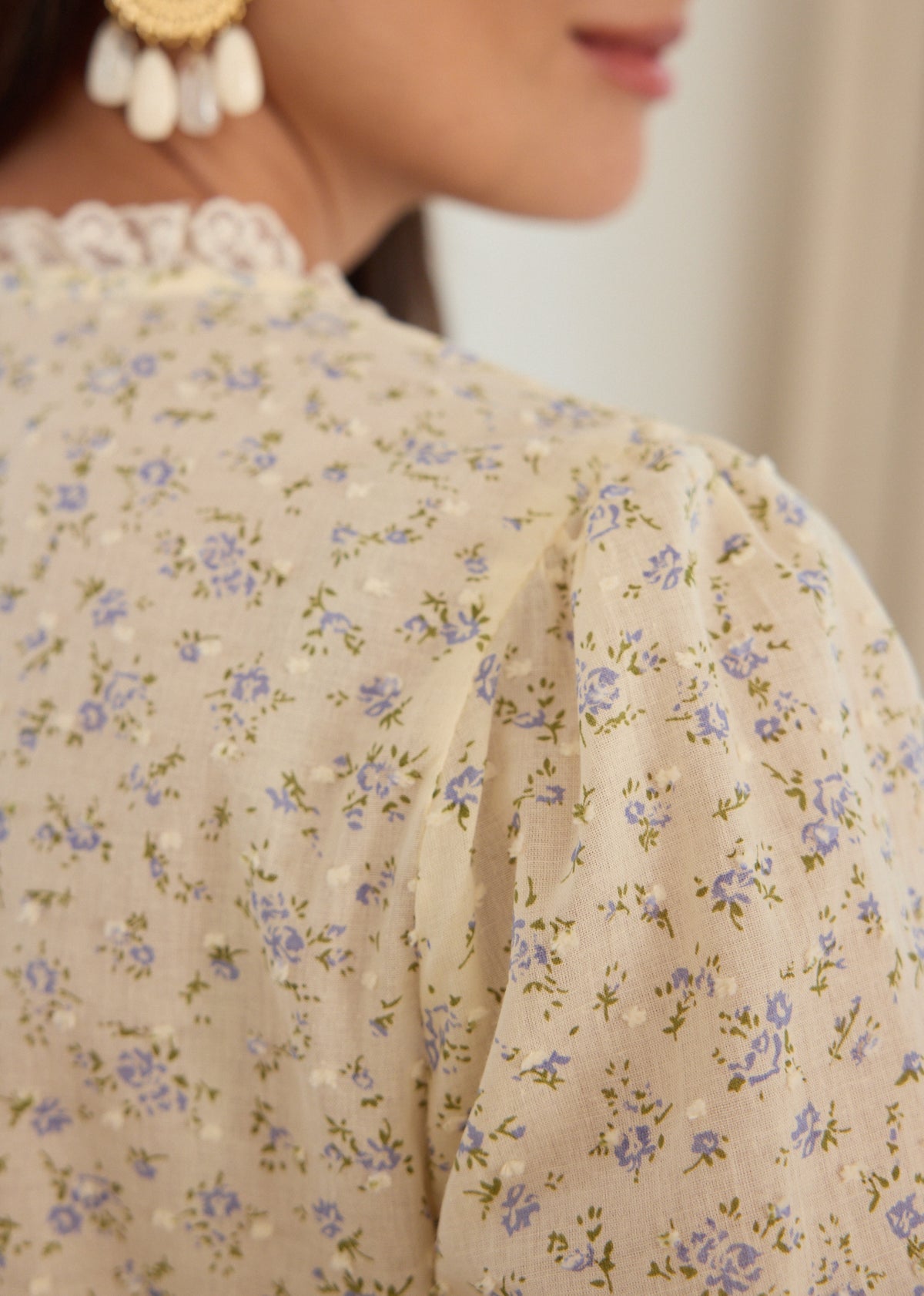 Esme blue floral cotton blouse