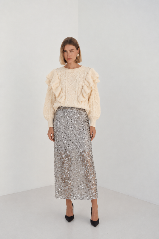 Imelda silver sequin skirt
