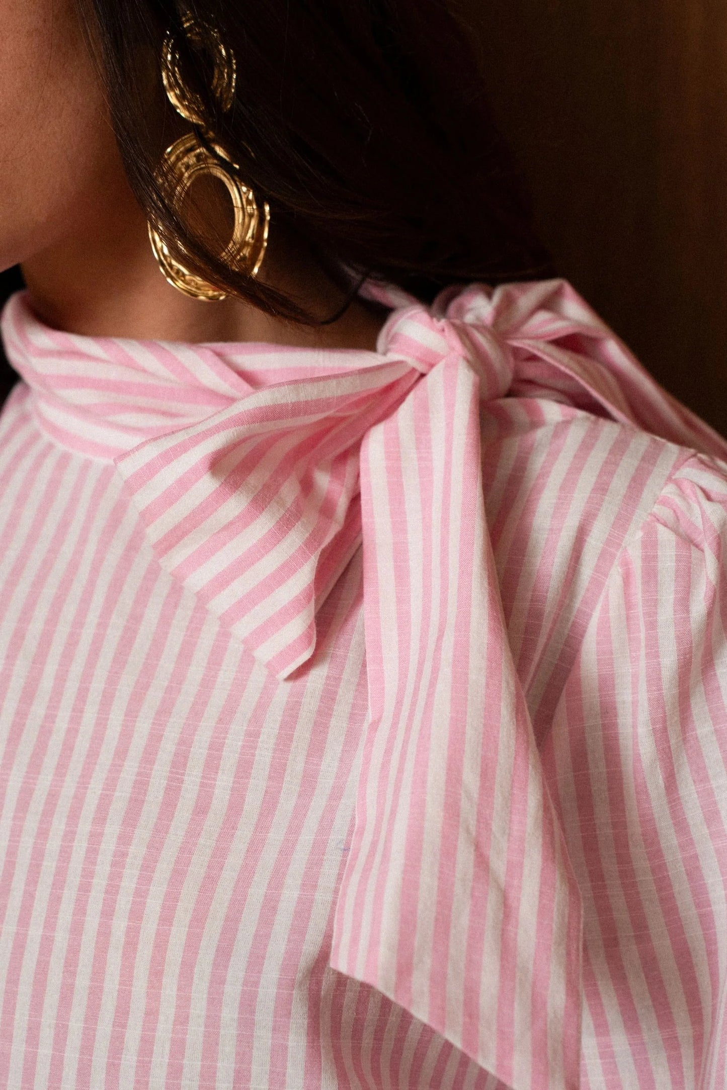 Florence pink striped bow shirt