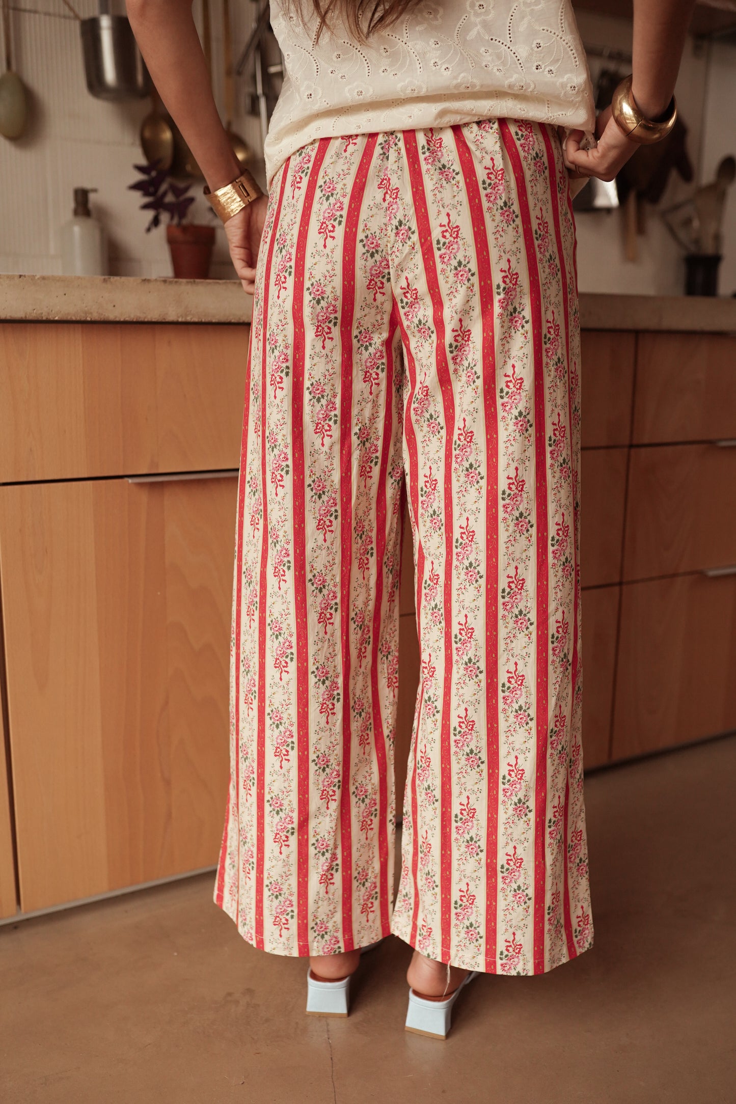 Andie wide leg cotton floral trousers