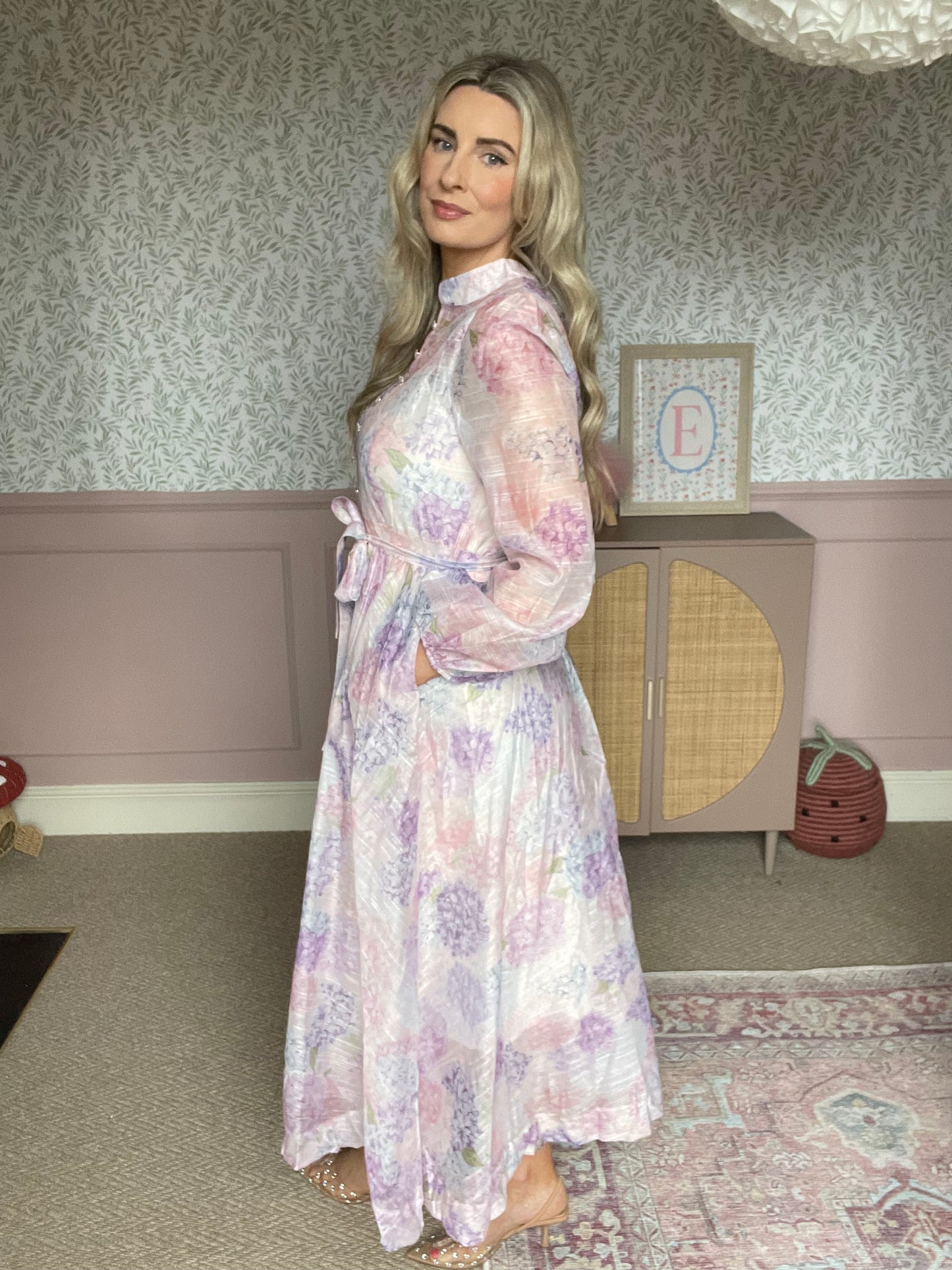 Matilda hydrangeas purple maxi dress