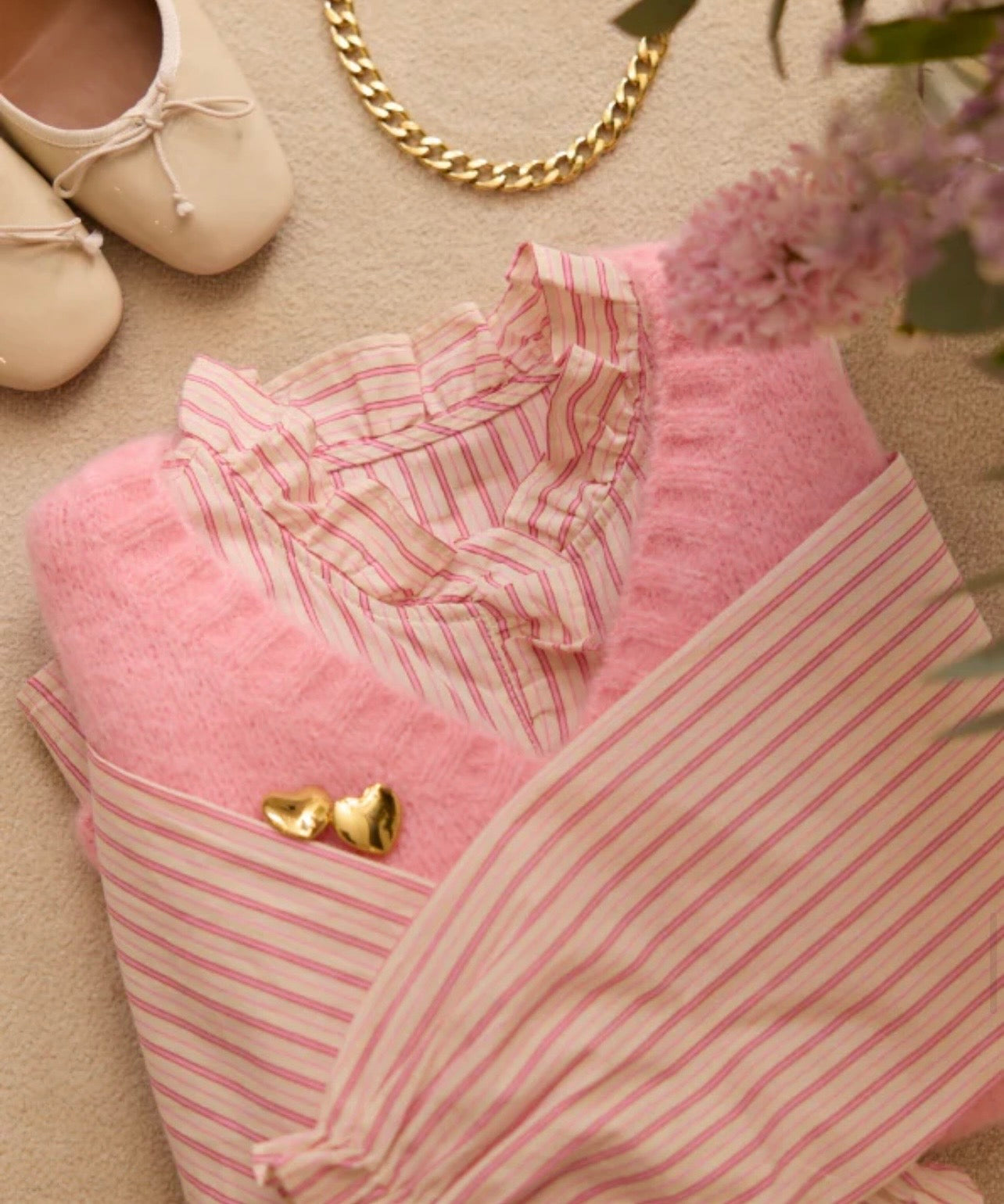 Simone pink striped cotton blouse