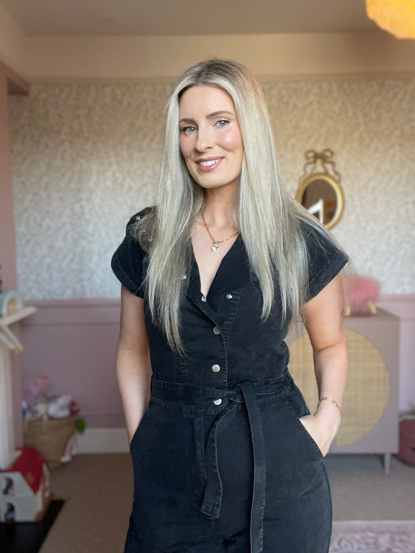 Sienna cap sleeve washed black jumpsuit