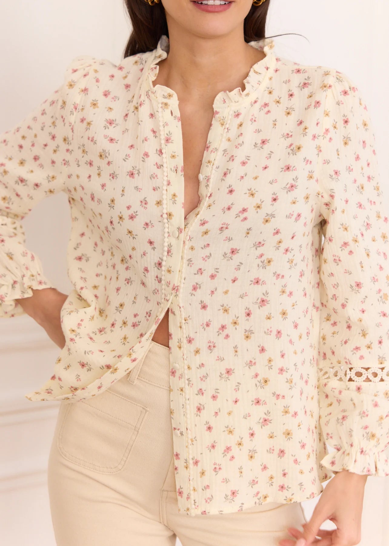 Celeste cheesecloth floral blouse