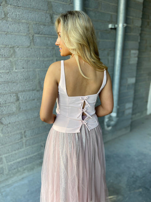 Anita bow back pink top