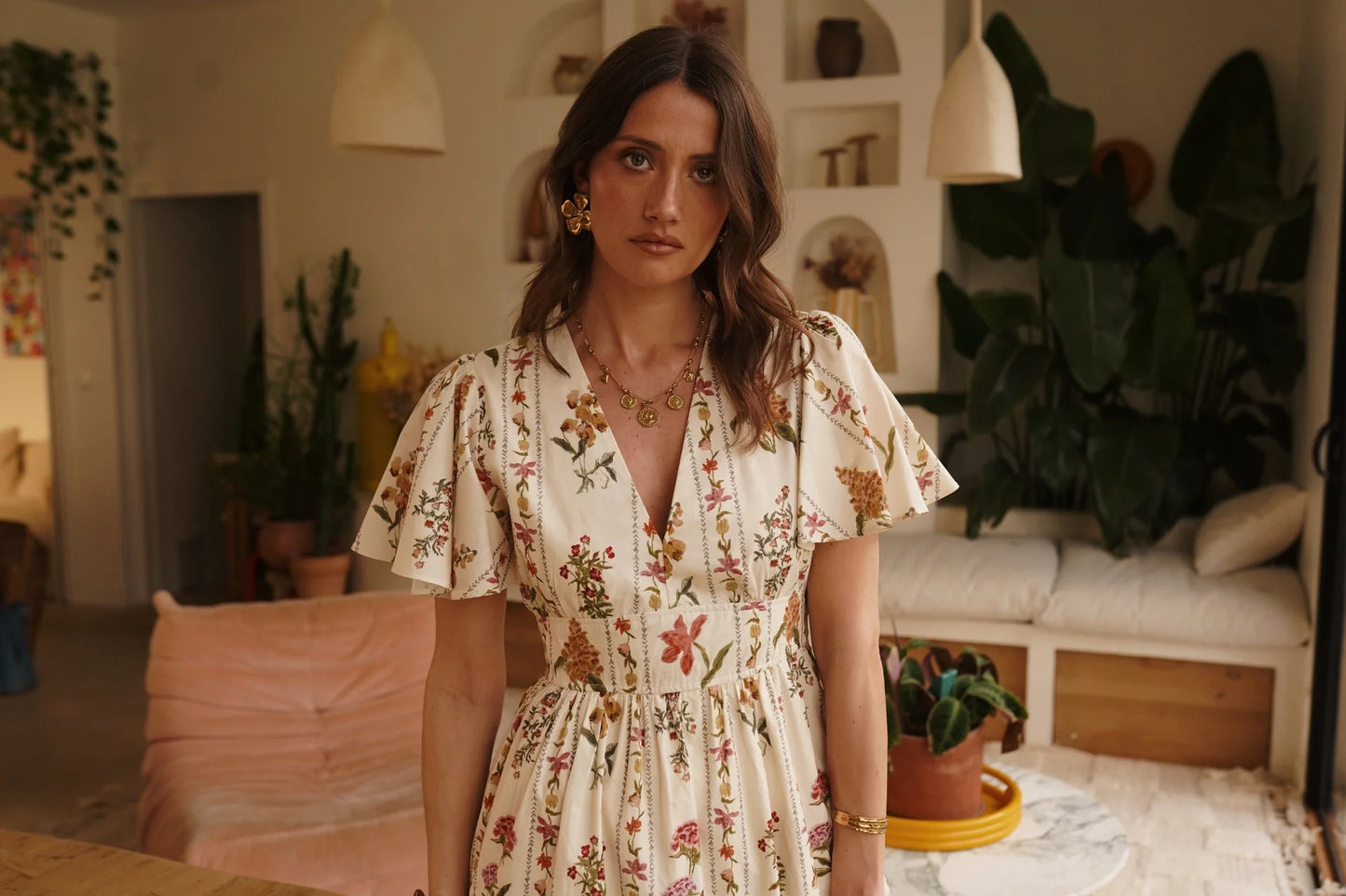 Sofia floral v neck short dress