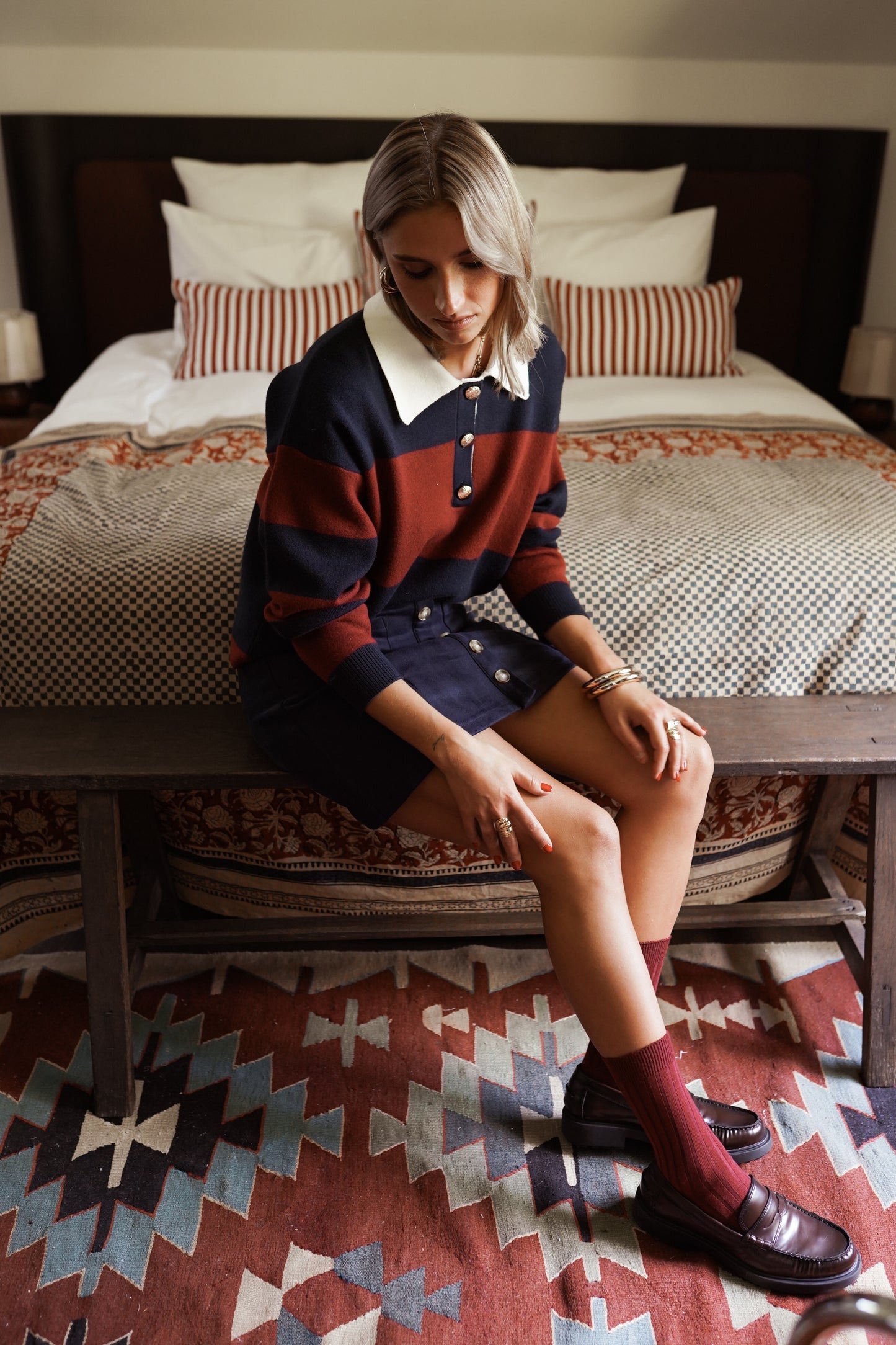 Milly rugby polo with gold buttons